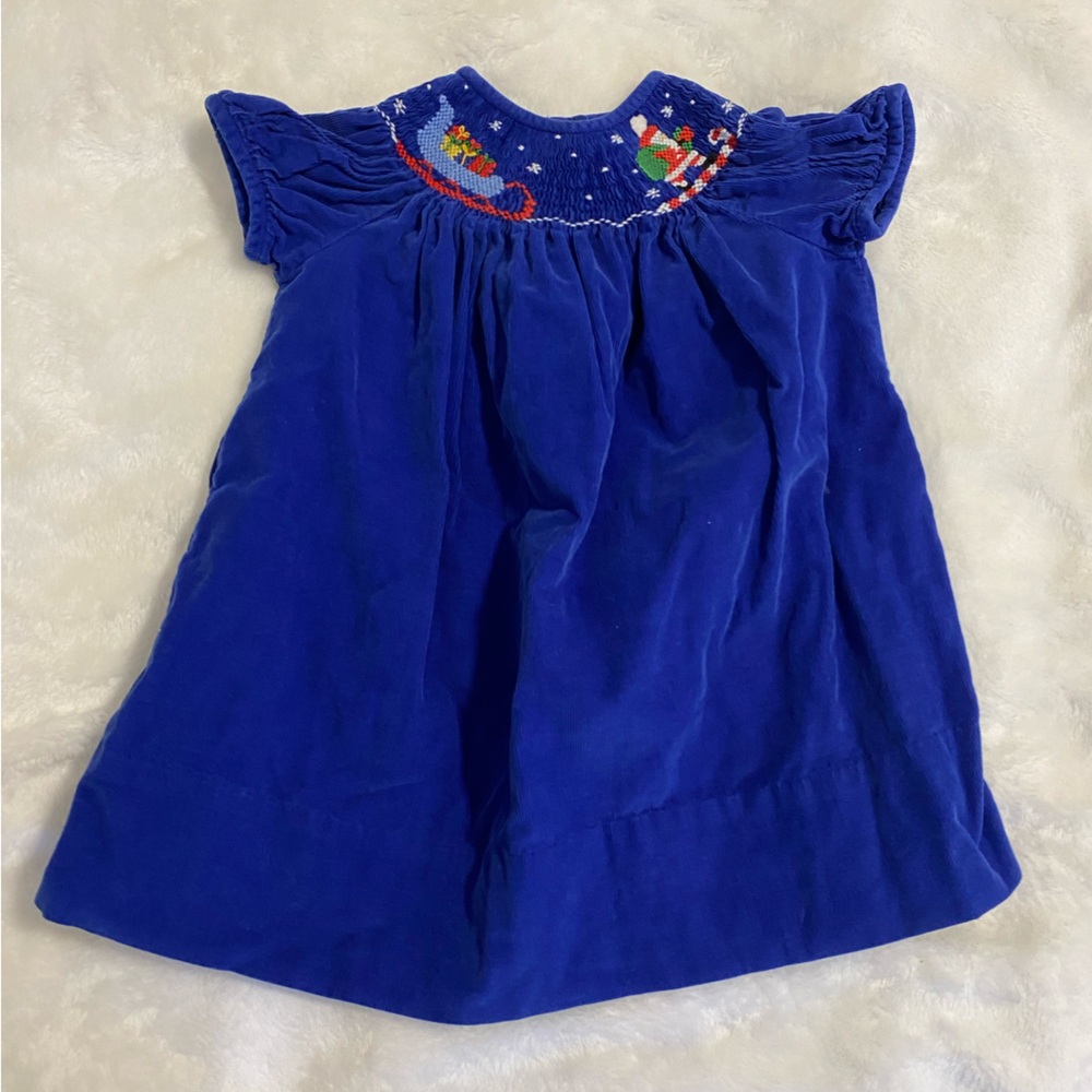 Smocked Dress with Christmas Embroidery